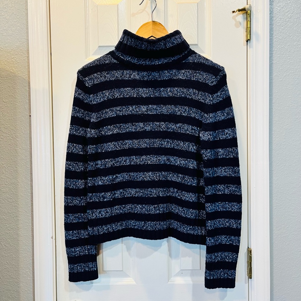 Express turtleneck blue striped sweater.  Great condition.  Size M.
